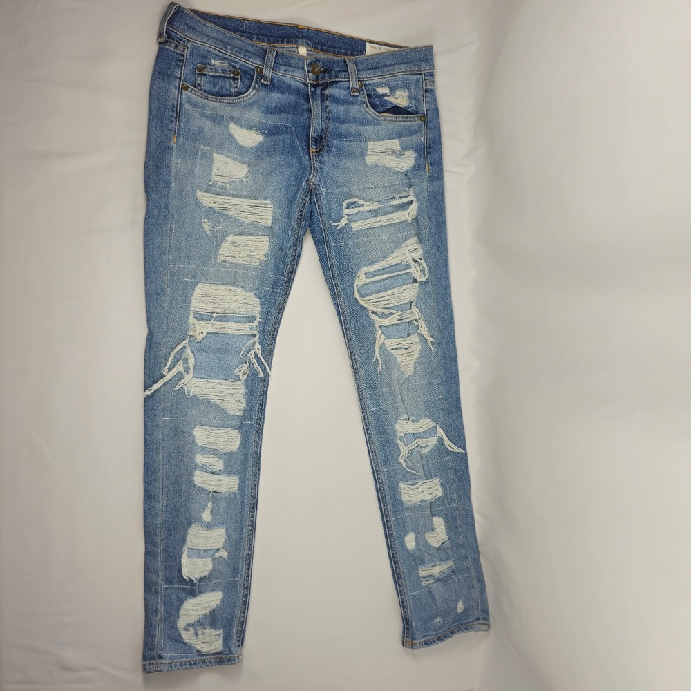 Rag & Bone Dre Jeans Women 27 Light Wash Distressed Slim Boyfriend Thrasher USA